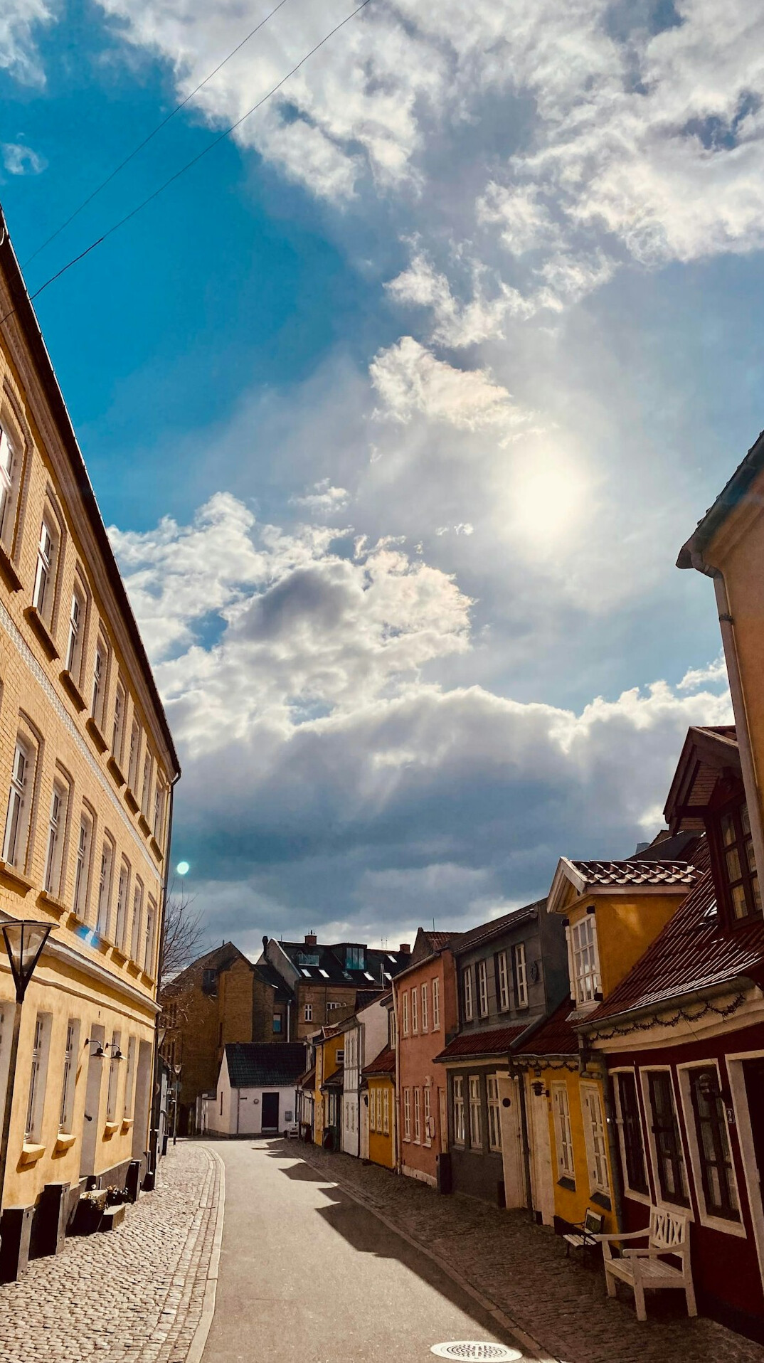 Narrow street in a small Danish coastal town