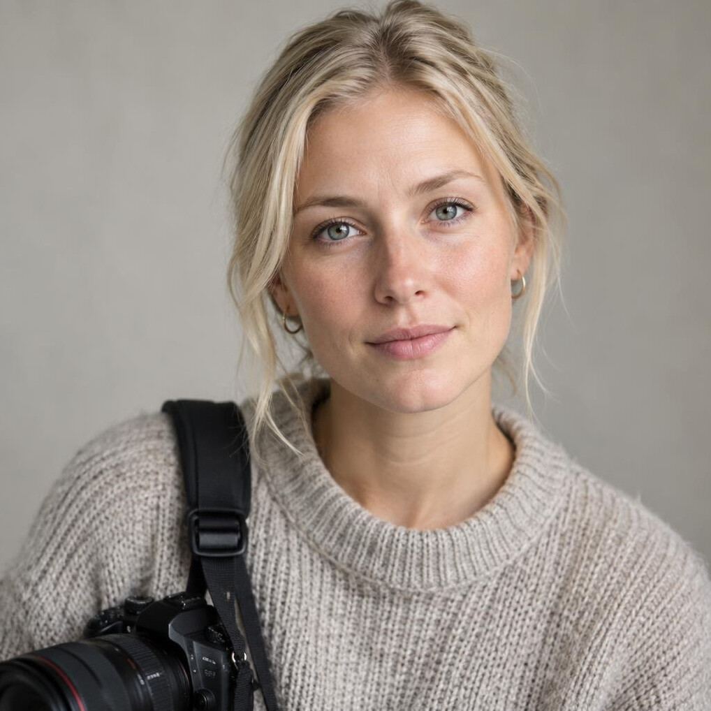 Portrait of a young female documentary photographer